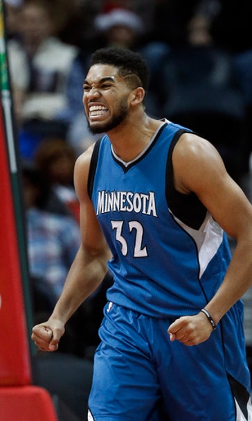 Towns, Timberwolves roll past Hawks, 104-90 (Dec 26, 2016)
